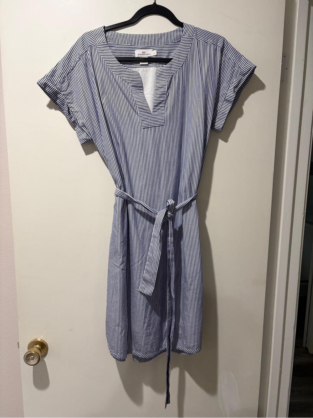 💙💙 Vineyard Vines  Blue Stripe Belted Women’s Dress // Size L 💙💙